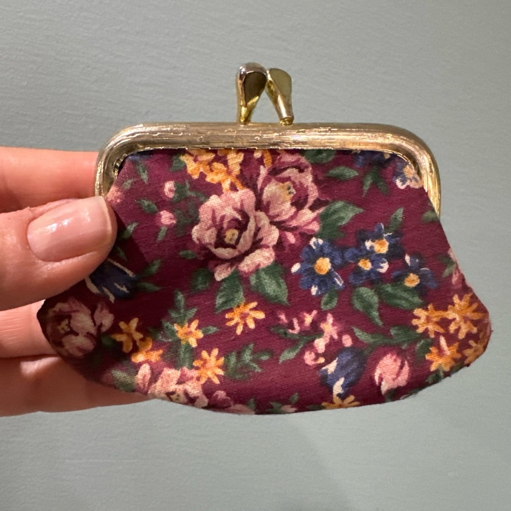 Vintage Women Coin Purse Change Bag Roses Small Mini Clutch USSR  Russia